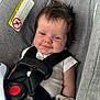 Asher joined the competition — help win amazing prizes! baby, car_seat, infant, smile, hair, pacifier, white_clothing, straps, black_straps, gray_fabric, child, cute, portrait, happy, seat, safety, indoor, closeup, person, baby_accessory