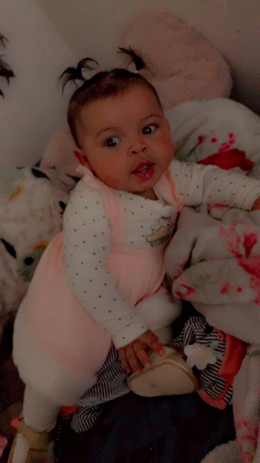 Charleigh joined the competition — help win amazing prizes! abdomen, arm, baby, baby_toddler_clothing, cheek, comfort, eye, face, finger, hand, happy, head, human_body, person, pink, skin, sleeve, smile, stomach, textile