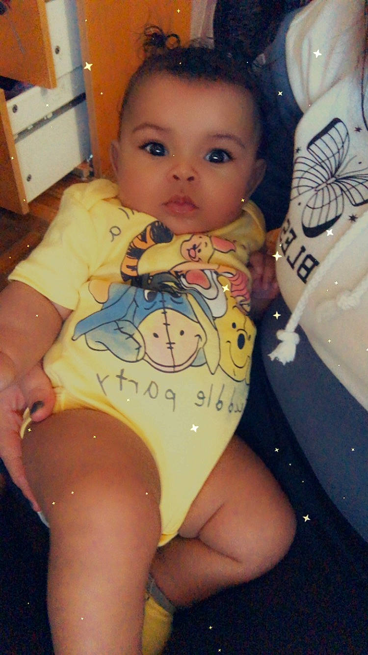 Charleigh is registered to the contest to win money with this photo: abdomen, beauty, black_hair, cheek, chest, eye, eyelash, finger, hairstyle, happy, human_leg, joint, mouth, organ, person, skin, stomach, textile, thigh, toddler