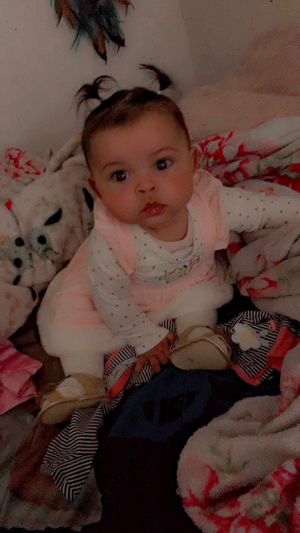 Charleigh is registered to the contest to win money with this photo: arm, baby, baby_toddler_clothing, beauty, cheek, child, comfort, dress, eye, face, hand, head, lip, organ, person, pink, product, skin, sleeve, textile