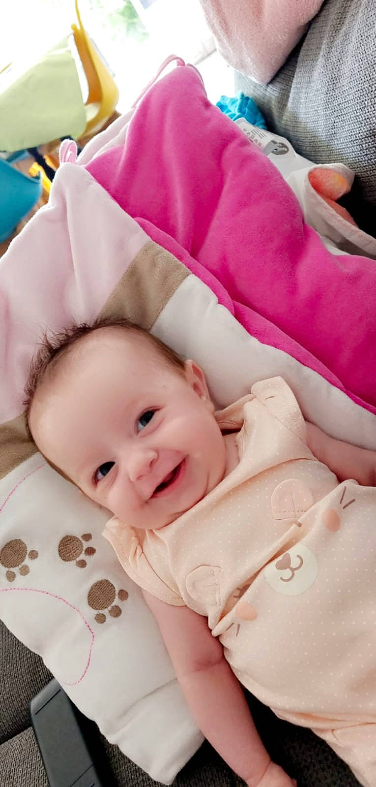 Roxanne participe au concours pour gagner de l'argent avec cette photo : baby, baby_sleeping, baby_toddler_clothing, beauty, bedding, cheek, child, collar, comfort, happy, joy, linens, magenta, pattern, person, pink, skin, sleeve, smile, textile