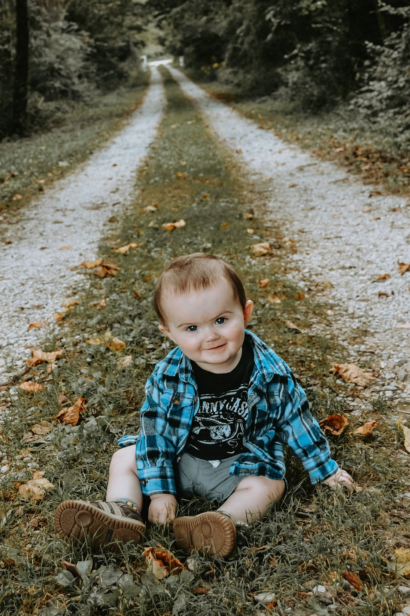 Cameron joined the competition — help win amazing prizes! asphalt, child, deciduous, forest, fun, grass, happy, joy, natural_environment, people_in_nature, person, plant, sitting, smile, soil, spring, standing, sunlight, toddler, tree