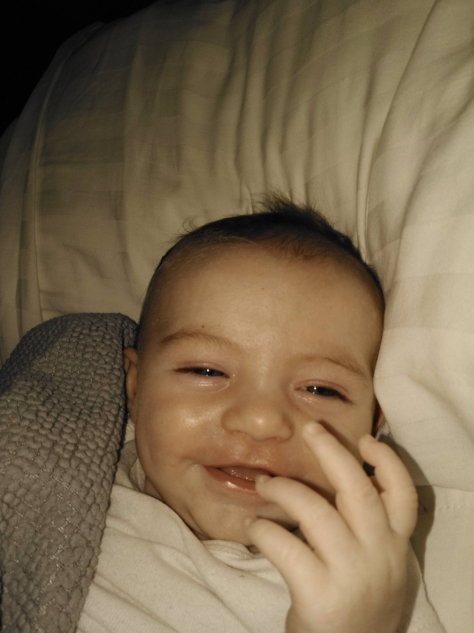 Nolan is registered to the contest to win money with this photo: baby, cheek, chin, comfort, eyebrow, eyelash, finger, forehead, gesture, hair, happy, head, iris, jaw, joy, lip, mouth, neck, nose, person