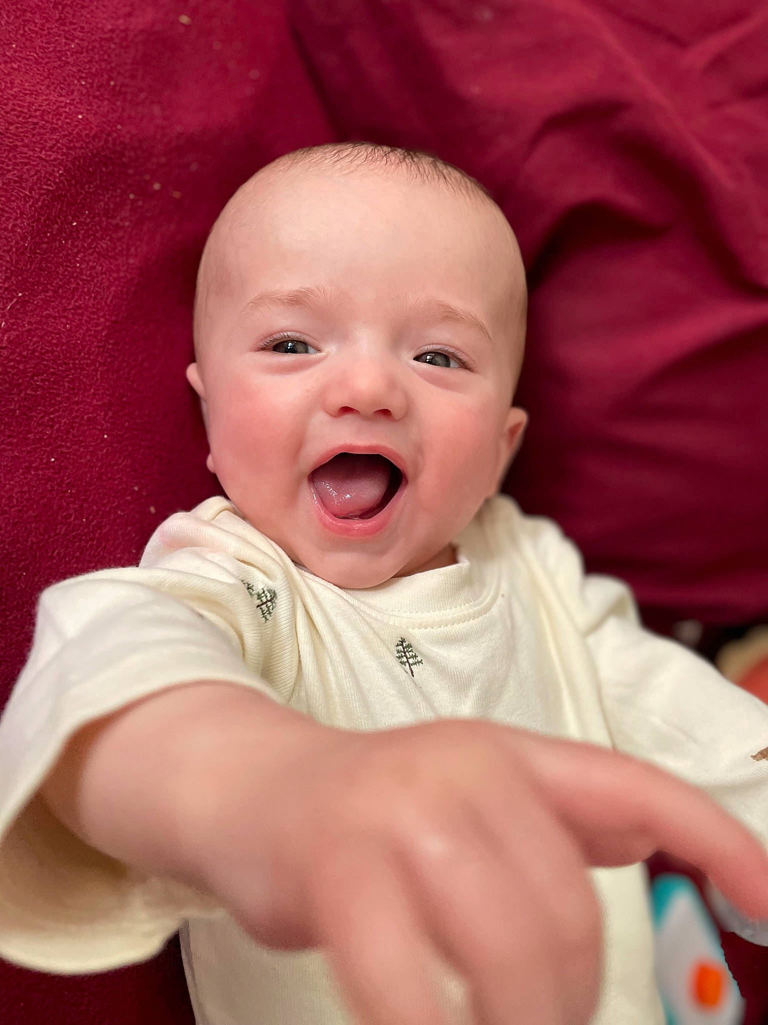 Asher joined the competition — help win amazing prizes! baby, baby_toddler_clothing, cheek, chin, comfort, eye, eyebrow, face, gesture, hand, happy, head, human_body, iris, lip, mouth, nose, person, skin, sleeve