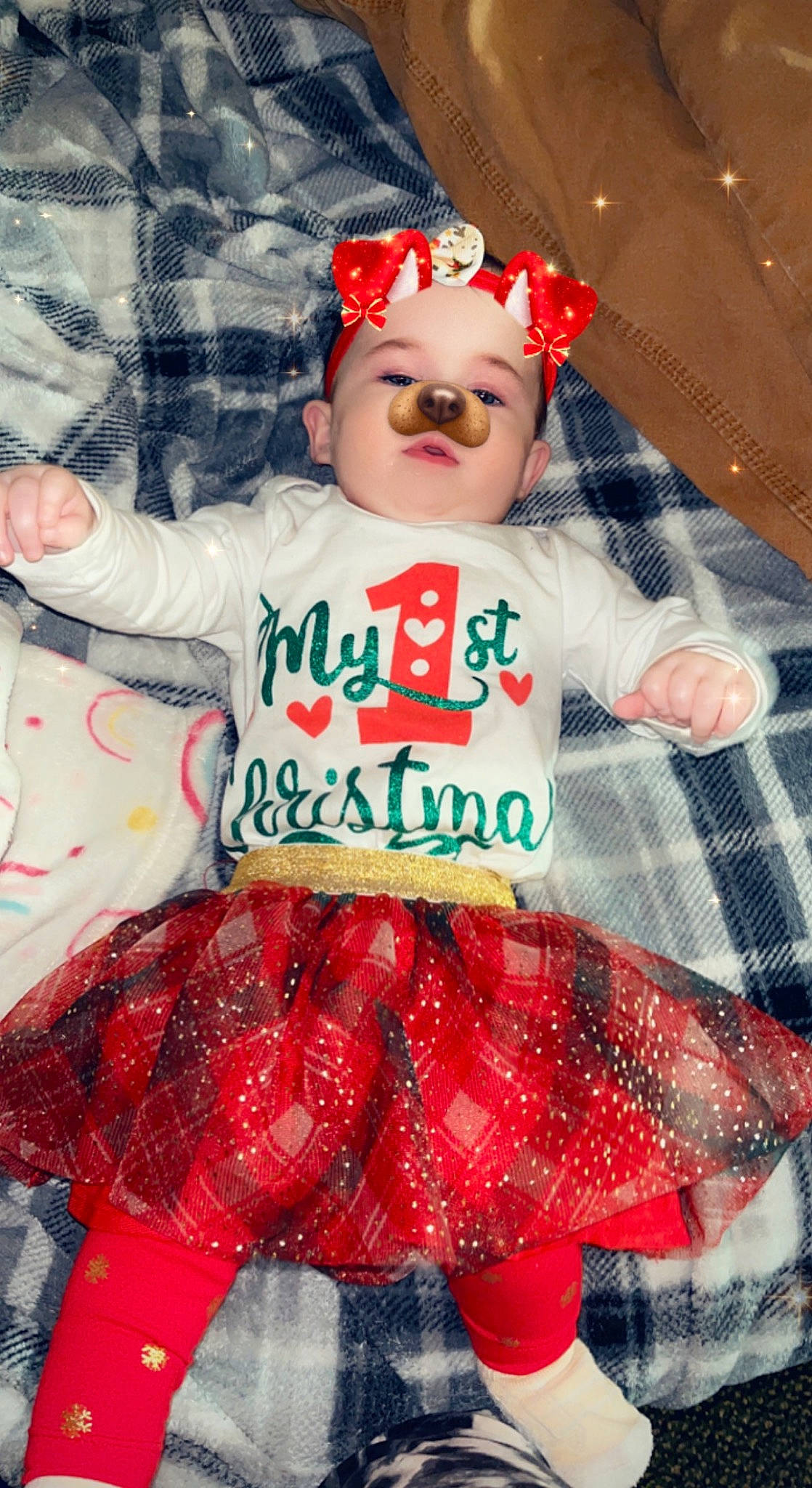 Brittany joined the competition — help win amazing prizes! baby, baby_toddler_clothing, carmine, child, christmas_eve, costume, dessert, doll, event, fictional_character, happy, headwear, pattern, person, pink, plaid, red, sleeve, sweetness, textile