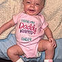 Emersyn joined the competition — help win amazing prizes! baby, infant, onesie, pink, smiling, socks, ballet_socks, blanket, bed, diaper, cute, child, happy, person, indoor, soft_texture, lying_down, skin, feet, head