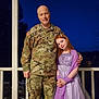 adult, child, clothing, dress, eveningdress, face, fashion, female, formalwear, girl, gown, handrail, head, longsleeve, military, militaryuniform, person, sleeve, soldier, woman