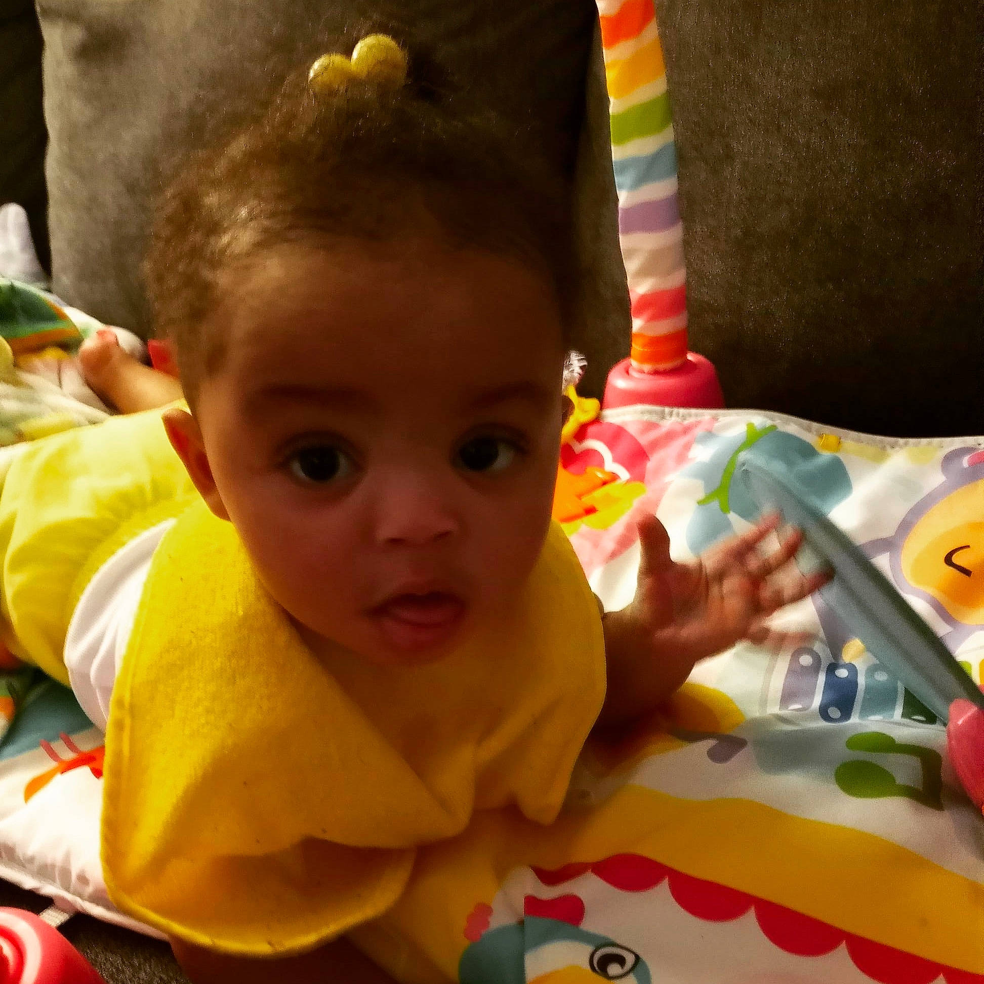 Macari joined the competition — help win amazing prizes! baby, cheek, ear, eye, face, hair, hairstyle, hand, happy, head, human_body, iris, mouth, nose, orange, person, photograph, product, skin, surprise