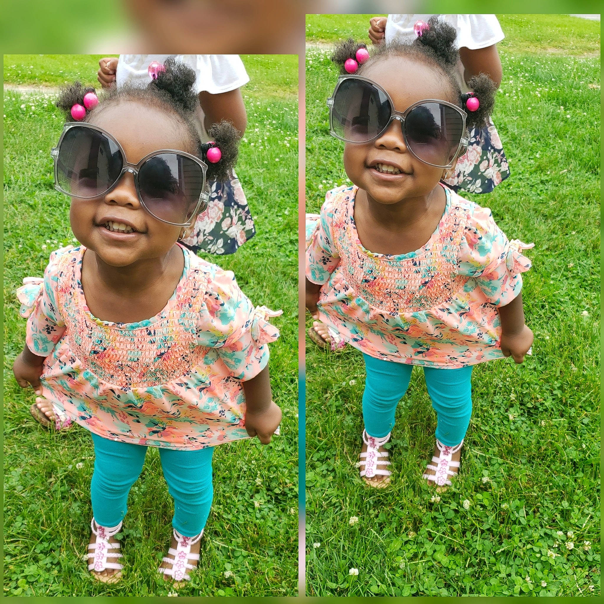 Dalaija joined the competition — help win amazing prizes! child, clothing, cool, design, dress, eyewear, fashion, footwear, glasses, grass, head, outerwear, pattern, person, pink, sleeve, summer, sunglasses, t_shirt, toddler