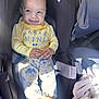 Aveah is registered to the contest to win money with this photo: baby, infant, car_seat, smiling, yellow_shirt, bow, blanket, car_interior, seatbelt, cute, portrait, happy, hands, legs, shoe, floral_pants, sunlight, fabric, accessory, buckle