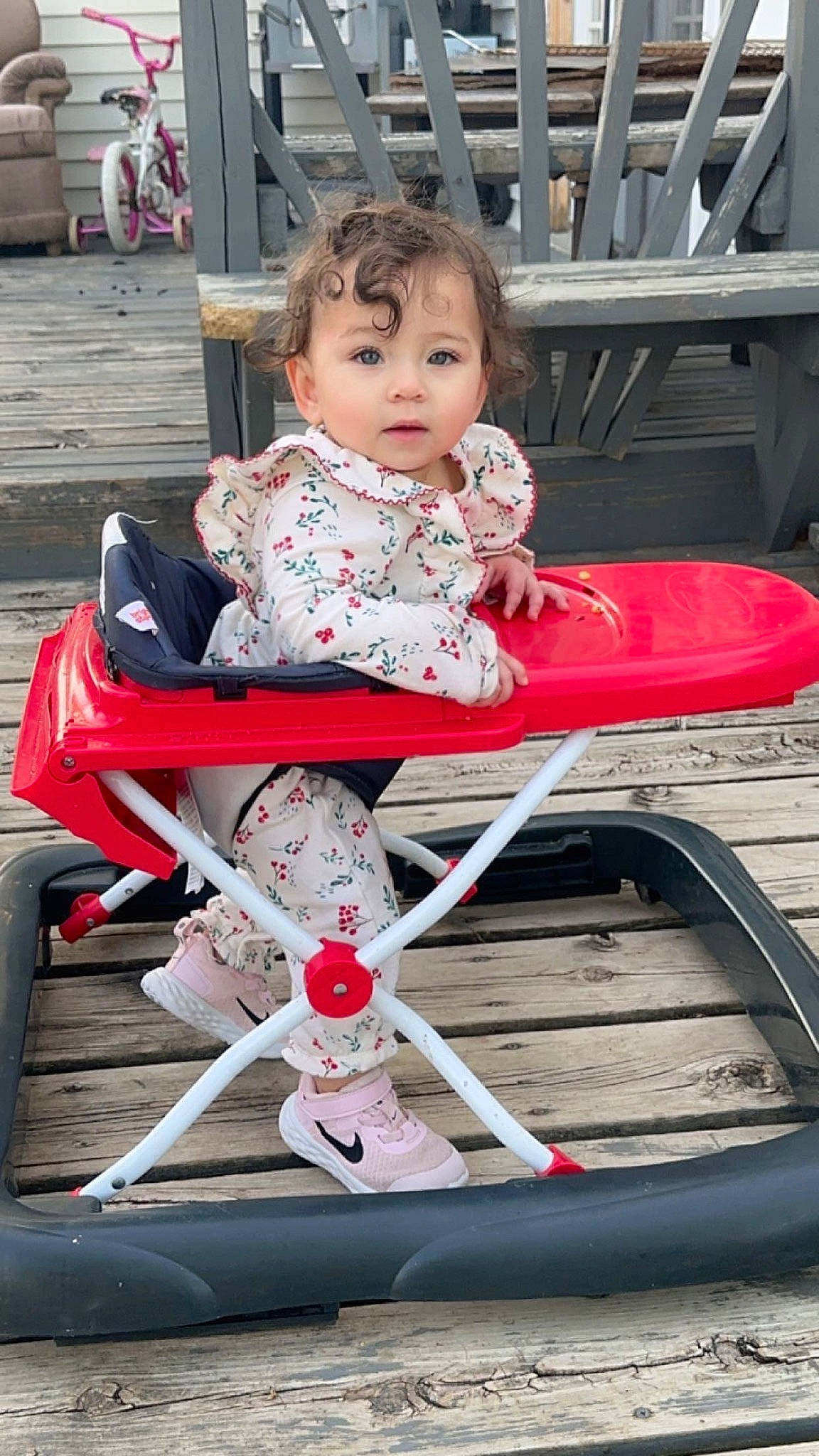 Arianna joined the competition — help win amazing prizes! baby, baby_products, baby_toddler_clothing, carmine, chair, child, comfort, fun, happy, leisure, magenta, outdoor_furniture, people, person, pink, sitting, toddler, vacation