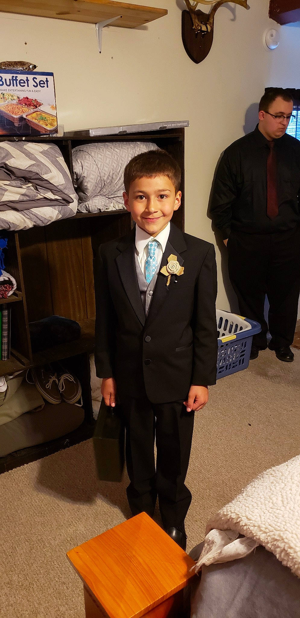 Aidan joined the competition — help win amazing prizes! blazer, formal_wear, jacket, joy, outerwear, person, suit, tie, tuxedo, white_collar_worker