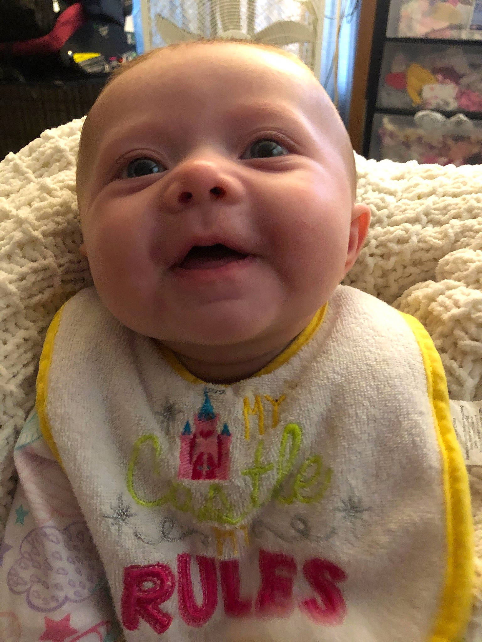 Shayla is registered to the contest to win money with this photo: baby, baby_making_funny_faces, cheek, child, chin, eye, eyebrow, face, facial_expression, forehead, happy, head, iris, laugh, lip, mouth, nose, person, skin, smile