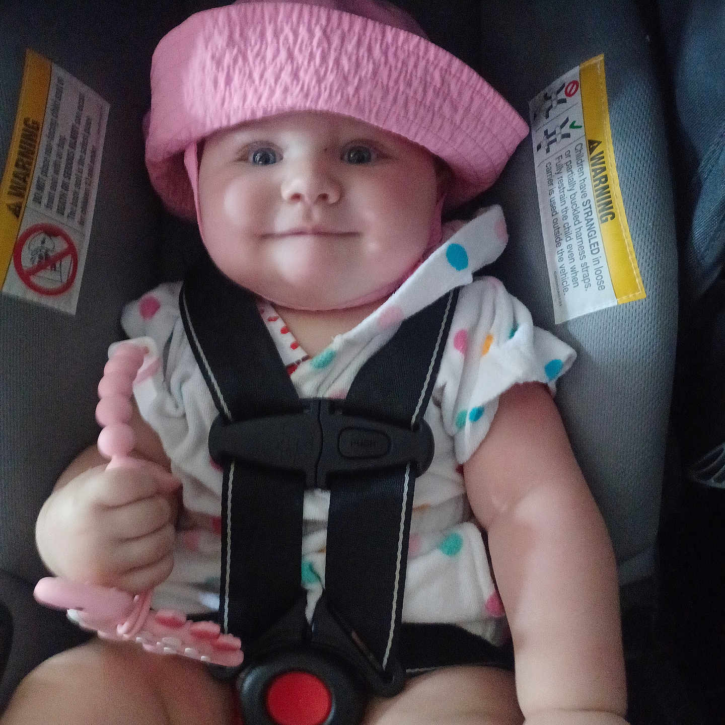 Journee joined the competition — help win amazing prizes! accessories, baby, belt, bodypart, bonnet, cap, car, car_interior, carseat, clothing, face, finger, hat, head, person, photography, portrait, strap, transportation, vehicle