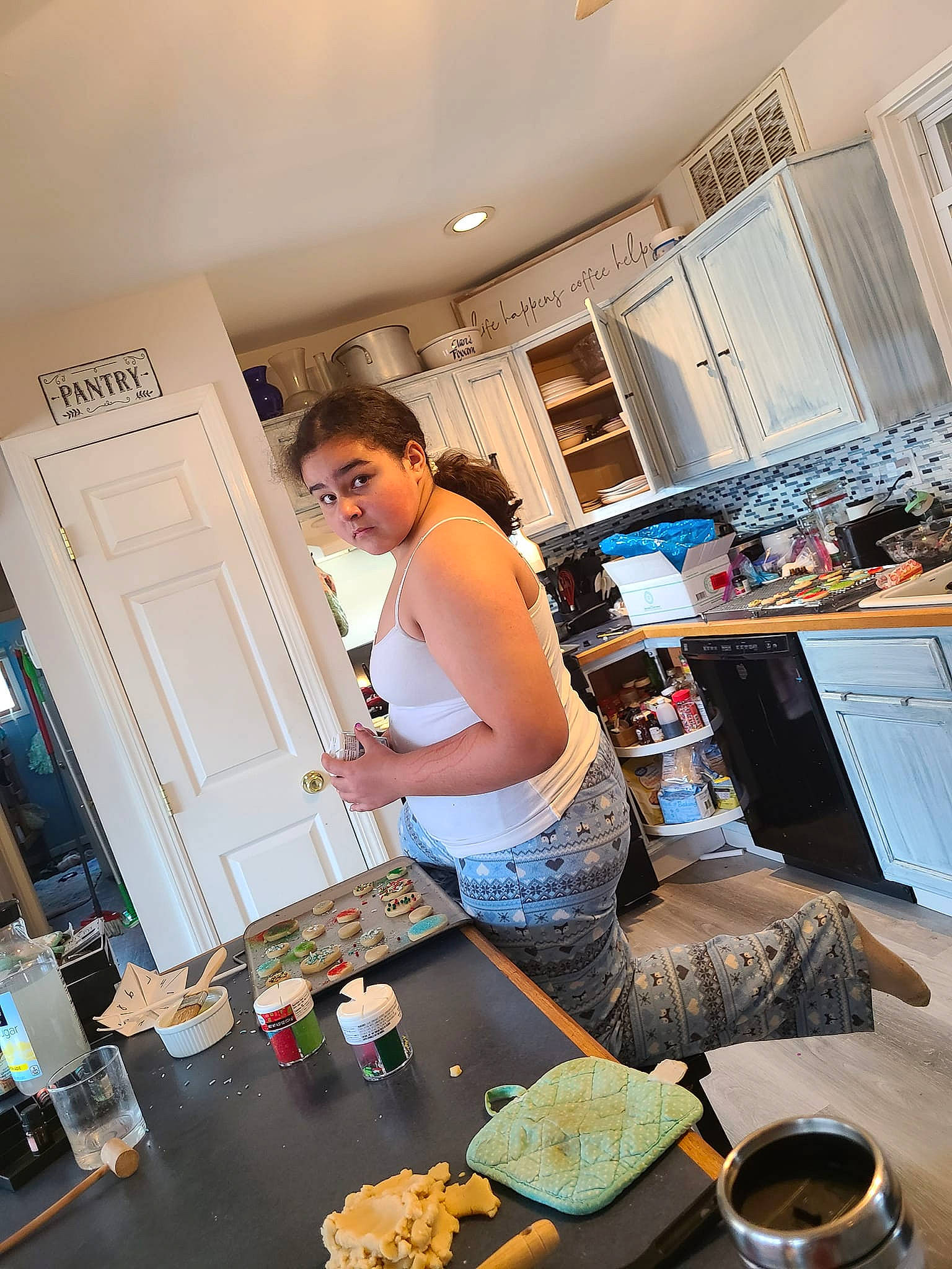 Madison joined the competition — help win amazing prizes! bowl, comfort_food, cooking, cookware_and_bakeware, countertop, cuisine, drink, event, eyewear, fashion_design, flooring, food, homemaker, kitchen, kitchen_appliance, person, plate, recipe, room, table