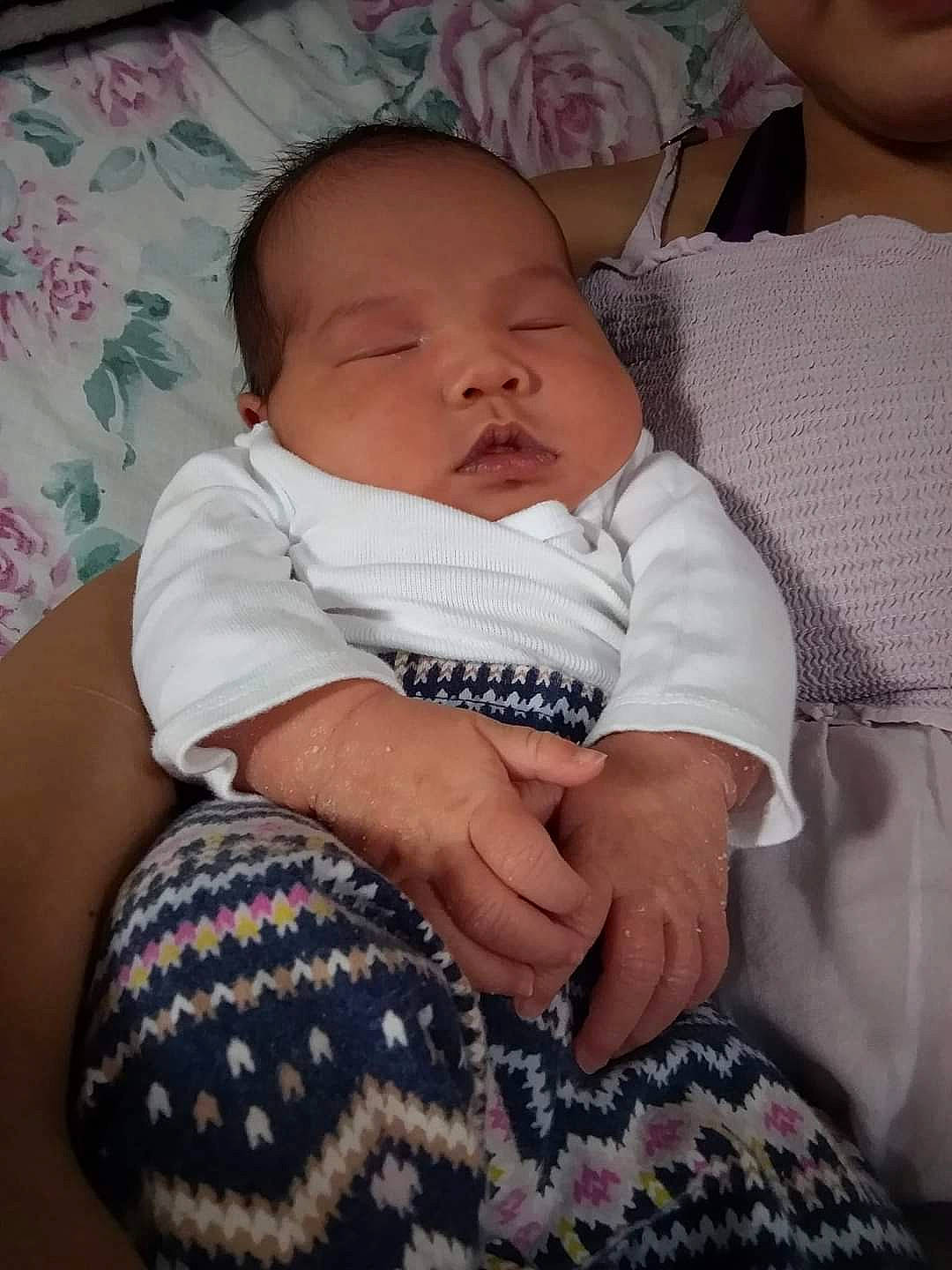 Lexi joined the competition — help win amazing prizes! abdomen, baby, baby_sleeping, baby_toddler_clothing, bedtime, cheek, child, comfort, iris, linens, mouth, nose, organ, pattern, person, room, sitting, skin, sleeve, textile