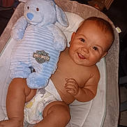 Milo is registered to the contest to win money with this photo: baby, bed, blanket, couch, cradle, crib, cushion, diaper, face, furniture, head, homedecor, infantbed, newborn, person, photography, portrait, teddybear, toy