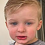 Hunter joined the competition — help win amazing prizes! child, boy, portrait, face, blue_eyes, blonde_hair, indoor, curious, close_up, casual_clothing, young, person, skin, expression, hair, head, eyebrows, lips, shirt, background