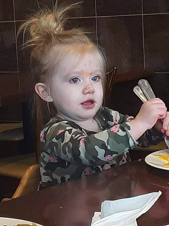 Maelie is registered to the contest to win money with this photo: child, eating, food, person, toddler