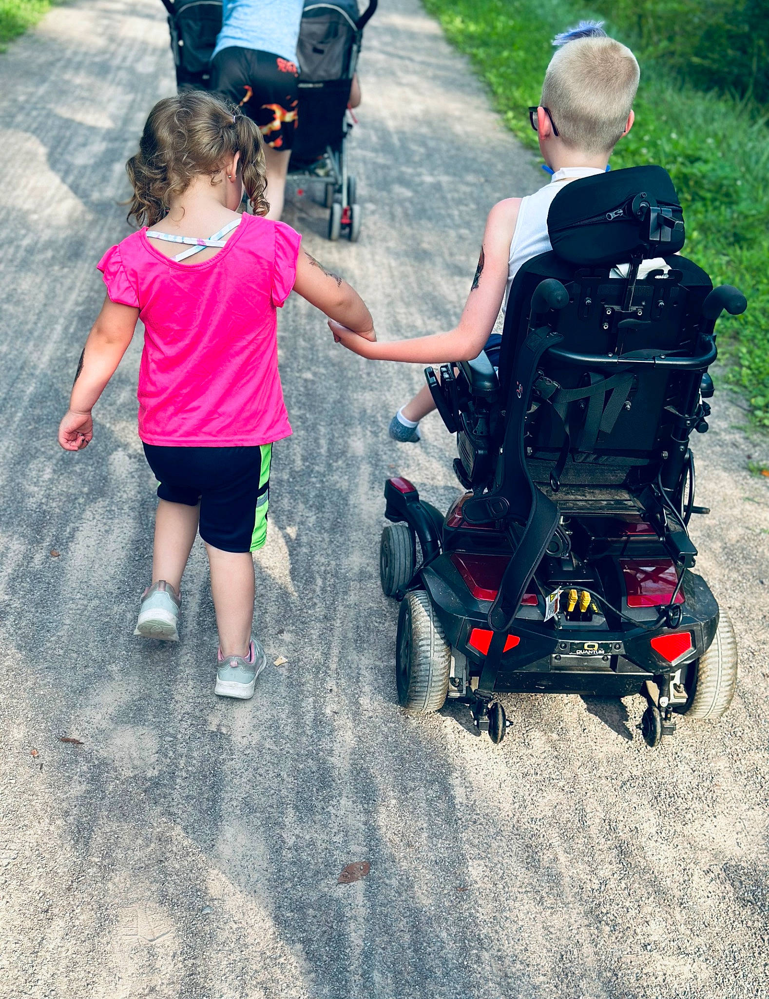 Carson joined the competition — help win amazing prizes! asphalt, automotive_tire, baby_carriage, baby_products, fun, grass, leisure, mode_of_transport, motor_vehicle, people_in_nature, person, recreation, road, road_surface, rolling, shorts, sidewalk, tire, toddler, travel