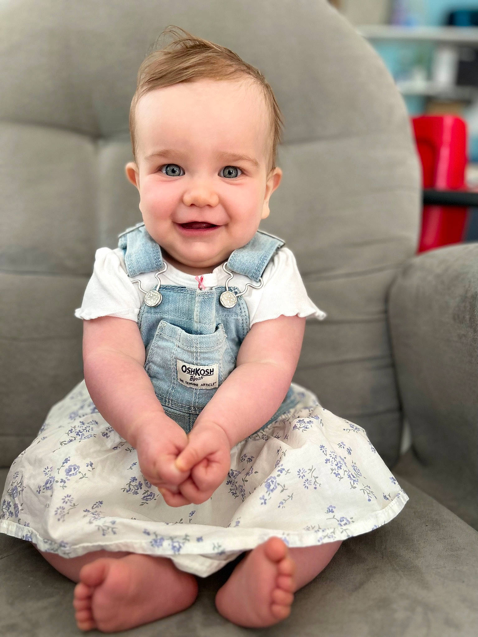Sadie joined the competition — help win amazing prizes! baby, baby_toddler_clothing, cheek, child, chin, collar, comfort, eye, face, flash_photography, hairstyle, happy, head, iris, joy, neck, person, sitting, skin, sleeve