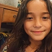 Michaela joined the competition — help win amazing prizes! casual, child, childhood, closeup, dimples, drawer, face, girl, hair, happy, home, indoor, long_hair, person, plant, portrait, room, smile, toy_car, wooden_furniture