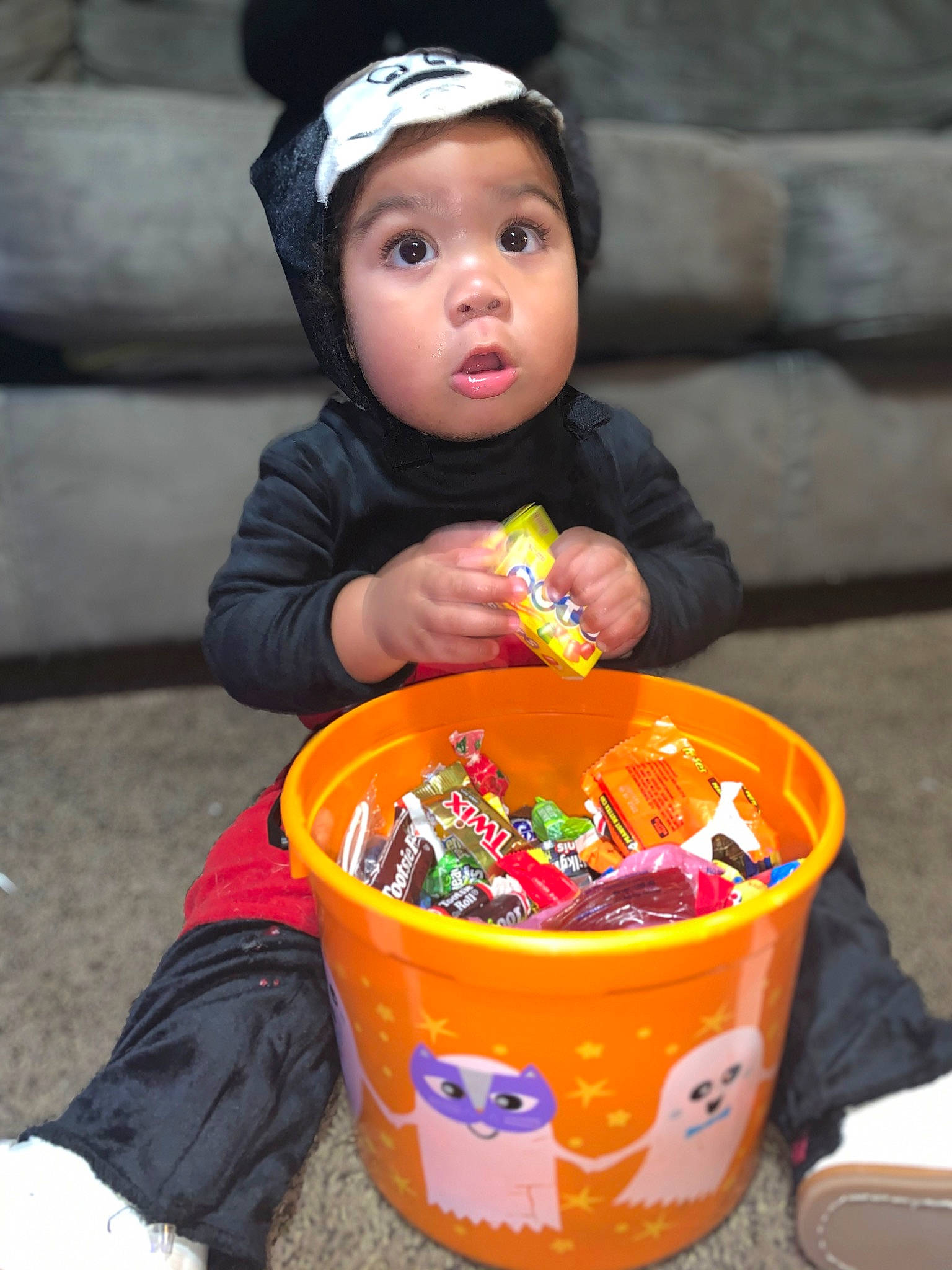 Emanuel joined the competition — help win amazing prizes! baby, baby_toddler_clothing, basket, bowl, bucket, cap, child, comfort_food, dish, face, flash_photography, flowerpot, happy, hat, head, headwear, ingredient, person, photograph, sitting