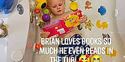 Brian joined the competition — help win amazing prizes! baby, bathing, bathroom, bathtub, face, head, indoors, inflatable, leisureactivities, person, photography, playarea, portrait, room, sport, swimming, toy, tub, water, watersports