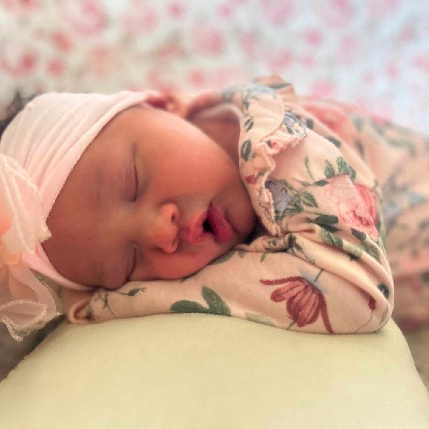 Paisley-Marie is registered to the contest to win money with this photo: architecture, baby, bed, blanket, bonnet, building, clothing, cushion, face, glove, hat, head, homedecor, hospital, newborn, person, photography, portrait, quilt, sleeping