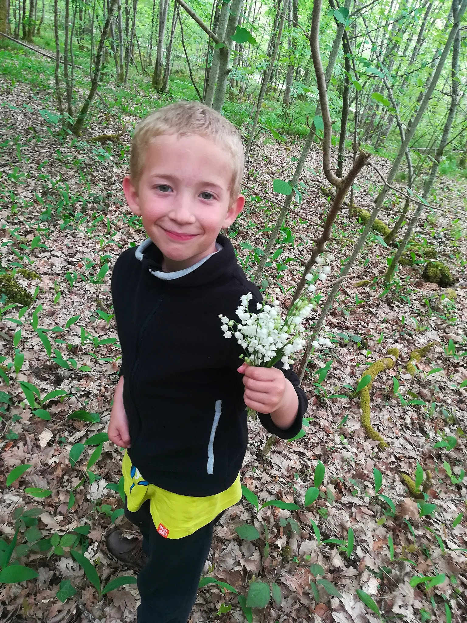 Erwann Pelletier participe au concours pour gagner de l'argent avec cette photo : child, forest, grass, green, joy, jungle, leaf, person, plant, smile, spring, toddler, tree, vacation, woodland