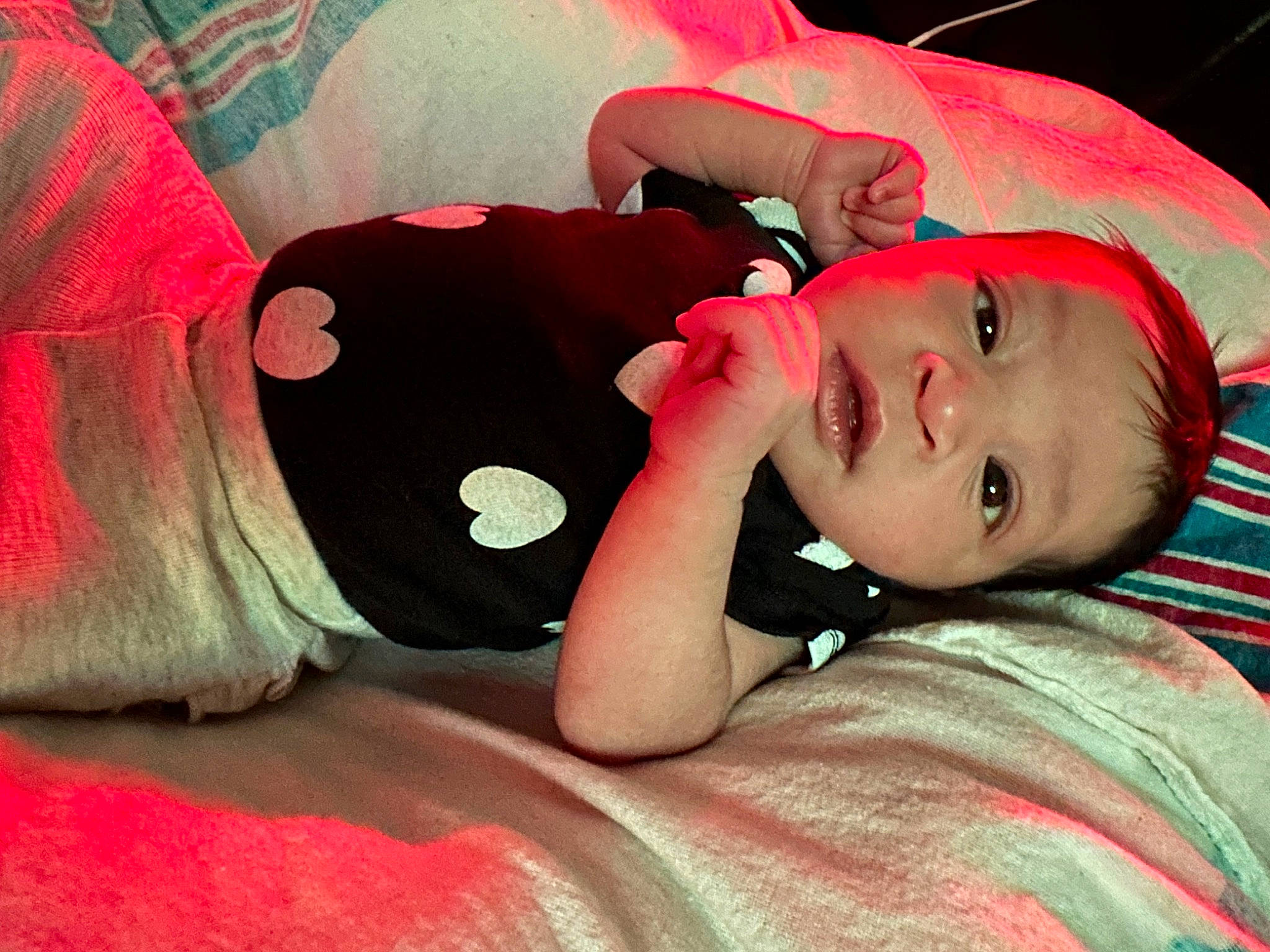 Ryleigh Londyn is registered to the contest to win money with this photo: baby, baby_toddler_clothing, child, comfort, cool, eyelash, flash_photography, happy, lip, magenta, mammal, mouth, nose, person, pink, red, skin, sleeve, thigh, toddler