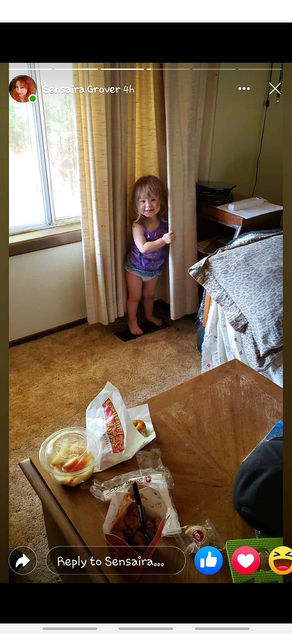 Nikki is registered to the contest to win money with this photo: breakfast, child, floor, flooring, joy, person, room, toddler