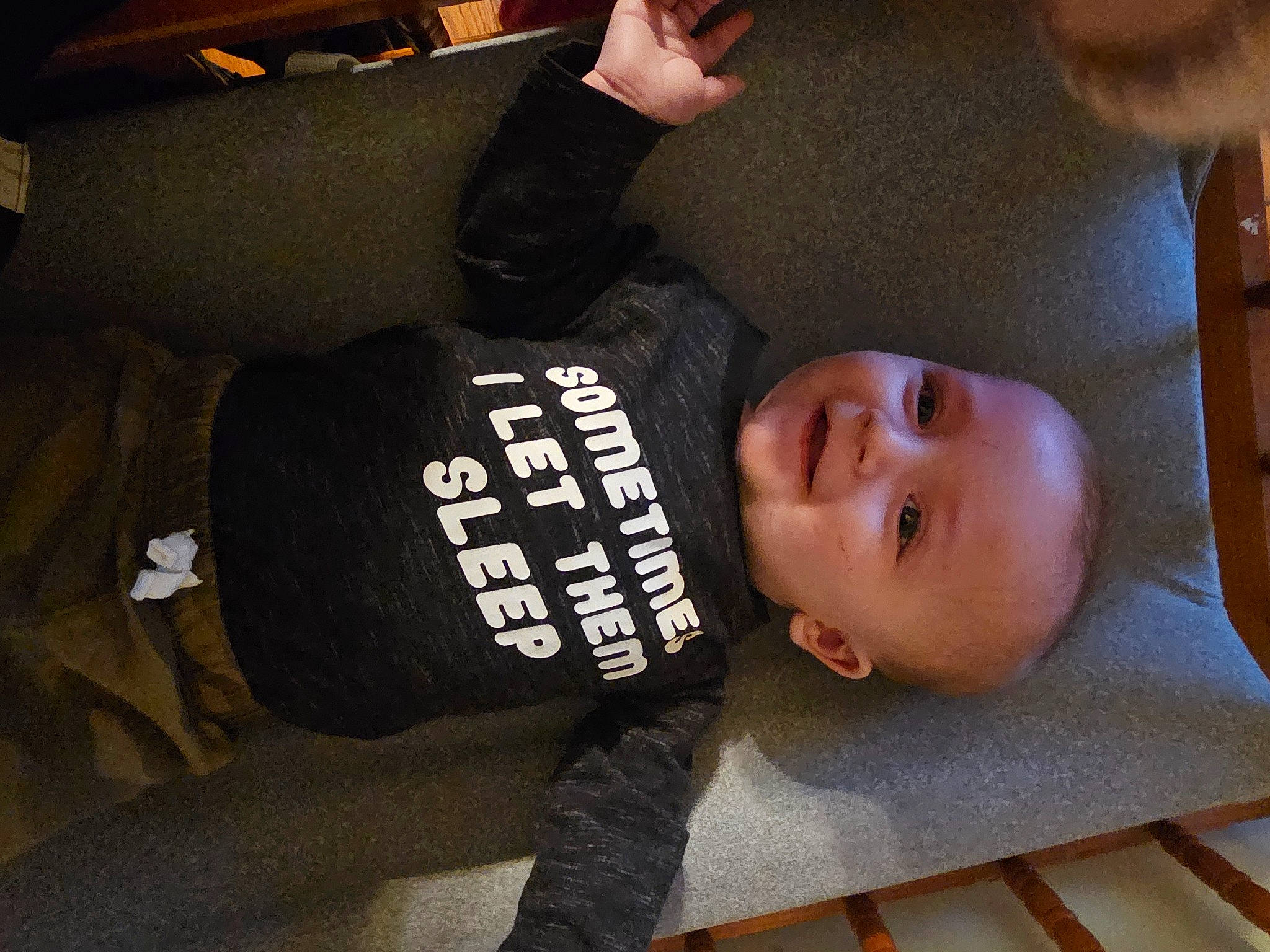 Asher is registered to the contest to win money with this photo: baby, baby_products, baby_toddler_clothing, comfort, elbow, finger, flooring, happy, human_body, joint, joy, leg, mammal, mouth, person, sitting, smile, thigh, thumb, toddler