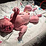 newborn, baby, crying, umbilical_cord, hospital_blanket, diaper, infant, medical, lying_down, skin, newborn_baby, healthcare, person, human, bed, blanket, hospital, new_life, delivery, child