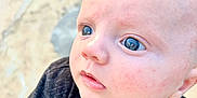 Brian joined the competition — help win amazing prizes! baby, face, blue_eyes, skin, infant, clothing, shirt, outdoor, curious, portrait, child, person, head, expression, closeup, young, skin_detail, natural_light, casual, human