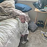 Aiden joined the competition — help win amazing prizes! baby, child, standing, bedroom, bed, bedding, pillow, blanket, fan, window, curtains, carpet, shoes, cables, clothing, onesie, socks, portrait, indoor, face