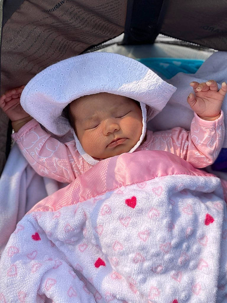 Anahi joined the competition — help win amazing prizes! baby, bedtime, child, headwear, person, skin, sleep, textile, toddler