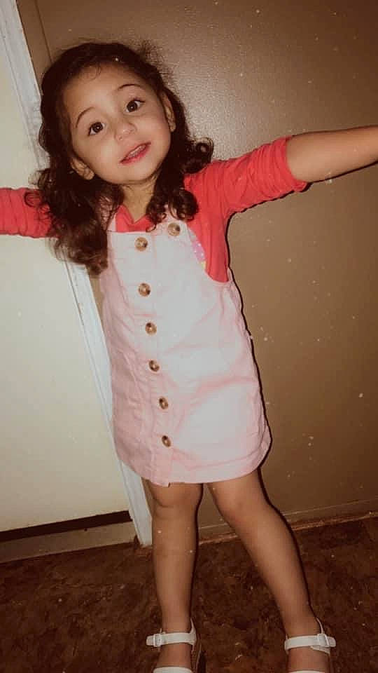 Carolina joined the competition — help win amazing prizes! child, child_model, clothing, human_leg, leg, long_hair, person, pink, smile, thigh