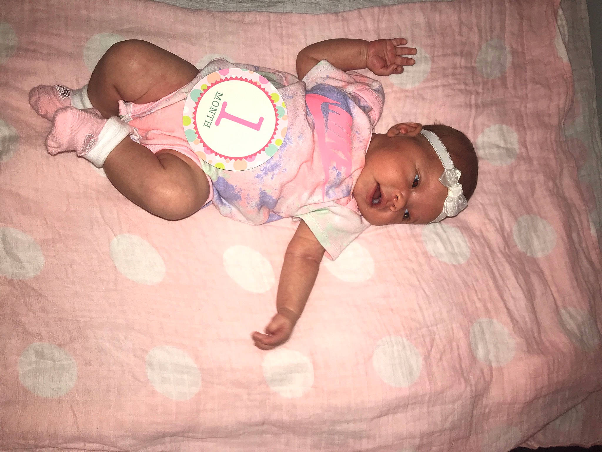 Willow joined the competition — help win amazing prizes! baby, baby_products, baby_toddler_clothing, cheek, chest, child, comfort, fun, happy, headwear, linens, mammal, navel, organ, person, pink, room, skin, stomach, textile