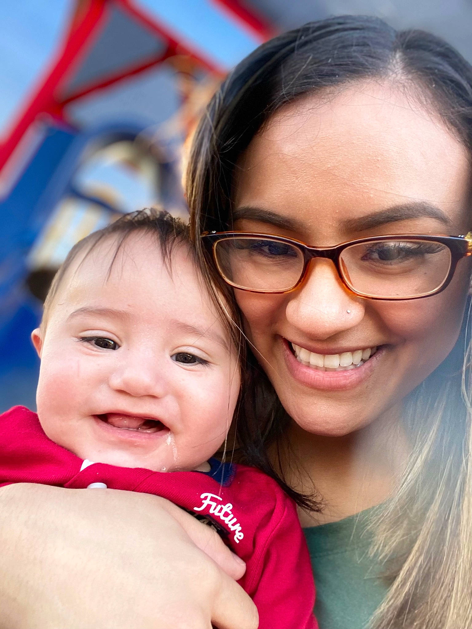 Julius joined the competition — help win amazing prizes! cheek, chin, eye, face, facial_expression, fun, gesture, glasses, happy, iris, joy, lip, mouth, nose, organ, person, skin, sky, smile, toddler