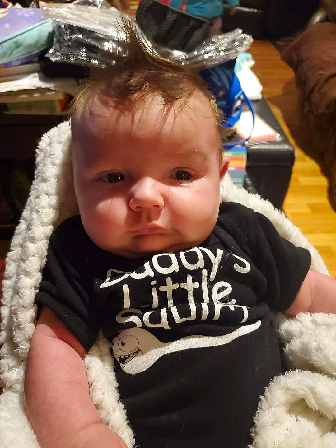 Junior joined the competition — help win amazing prizes! baby, baby_products, baby_toddler_clothing, cheek, child, cool, ear, eye, eyelash, facial_expression, fashion_accessory, finger, fun, fur, happy, headgear, person, product, sitting, skin