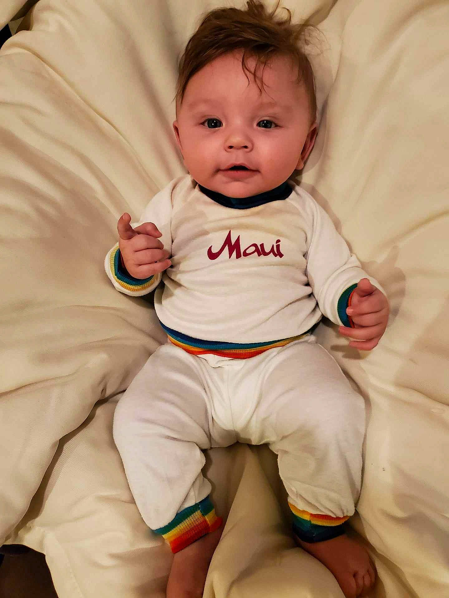 Junior joined the competition — help win amazing prizes! baby, baby_toddler_clothing, cheek, child, comfort, eye, face, gesture, happy, head, linens, person, pink, product, sitting, skin, sleeve, smile, t_shirt, textile