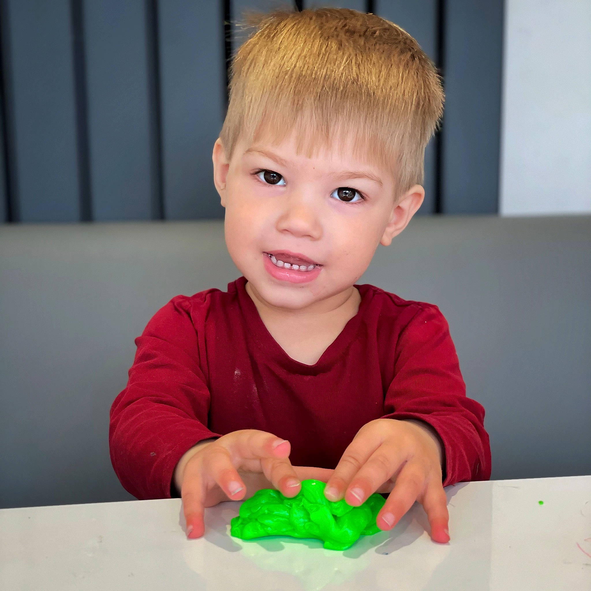 Niccolo is registered to the contest to win money with this photo: baby_playing_with_toys, baby_toddler_clothing, baby_toys, cheek, child, educational_toy, fun, happy, head, interlocking_block, person, plastic, play, play_doh, sharing, sitting, table, toddler, toy, toy_block