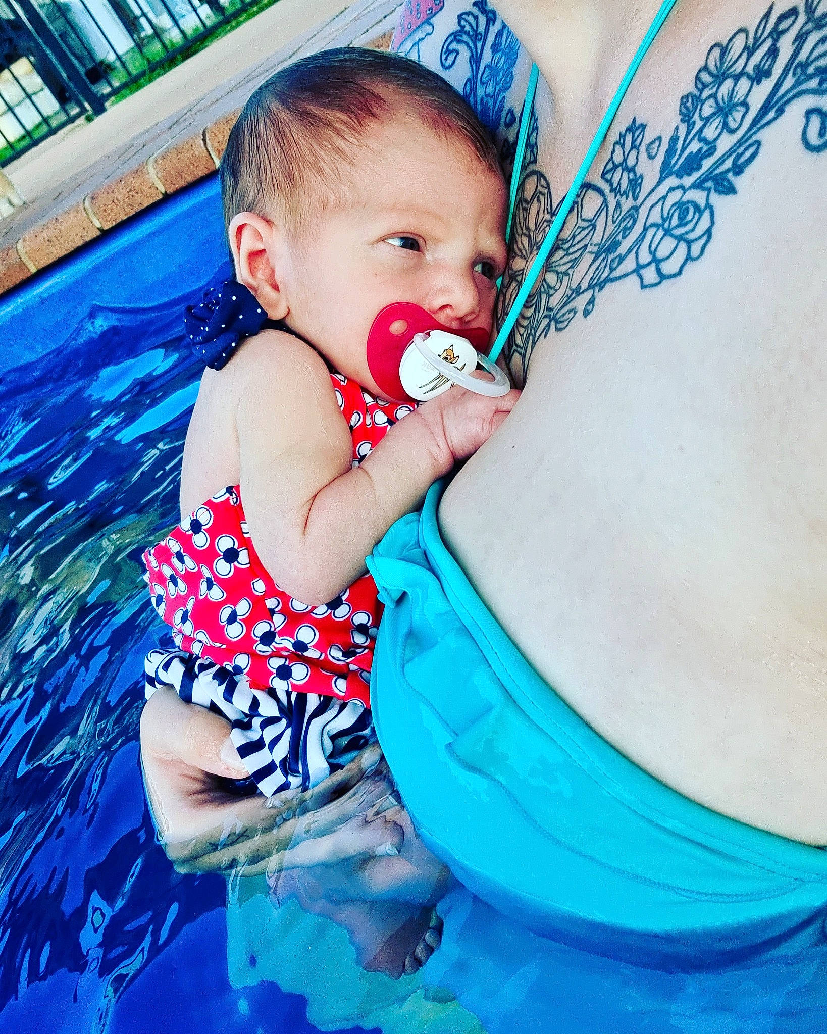 Jamie joined the competition — help win amazing prizes! aqua, azure, baby, baby_toddler_clothing, blue, child, cool, electric_blue, fun, happy, headgear, jewellery, organ, pattern, person, photograph, pink, swimming_pool, toddler, trunk