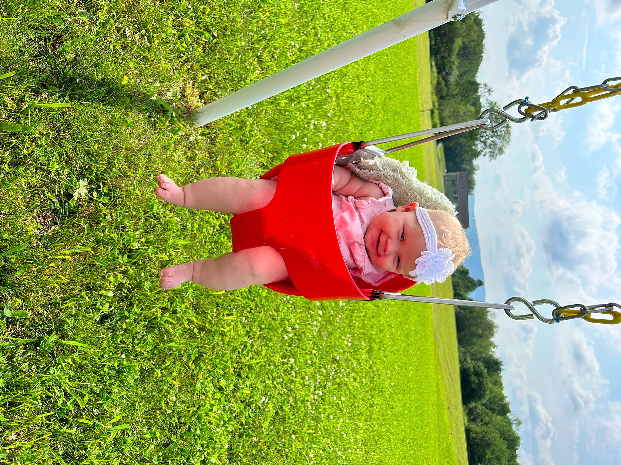 Adalynn joined the competition — help win amazing prizes! adventure, cloud, fun, grass, grassland, groundcover, happy, headwear, joy, knee, leisure, people_in_nature, person, plant, pole, recreation, rope, shorts, shrub, sky
