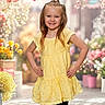 Grayleigh joined the competition — help win amazing prizes! background, blossoms, cheerful, child, colorful, cute, fashion, flowers, girl, hands_on_hips, happy, nature, outdoor, portrait, posing, smile, spring, sunlight, yellow_dress, young
