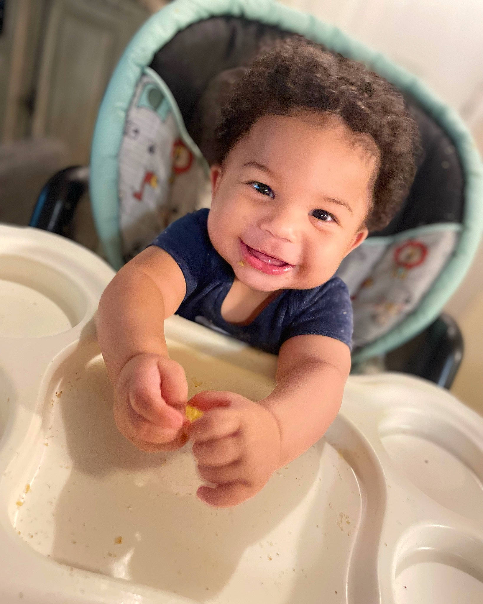 Ezekiel joined the competition — help win amazing prizes! baby, baby_toddler_clothing, cheek, child, chin, circle, dishware, facial_expression, fun, hand, happy, joy, nose, person, product, serveware, sitting, skin, sleeve, smile