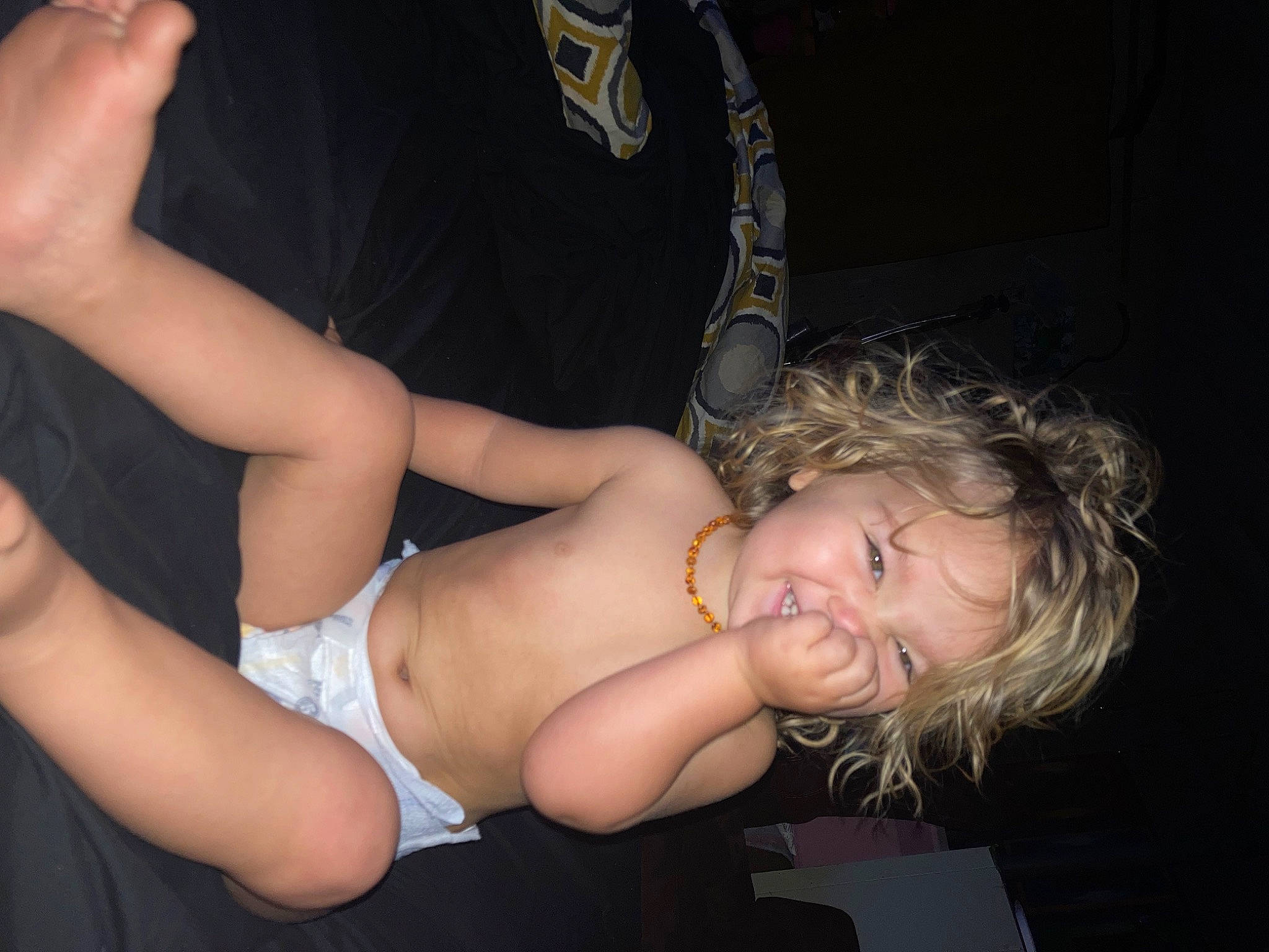Hennessey is registered to the contest to win money with this photo: abdomen, arm, baby, baby_toddler_clothing, chest, comfort, elbow, finger, flash_photography, fun, gesture, happy, human_leg, joint, knee, leg, mouth, neck, person, thigh