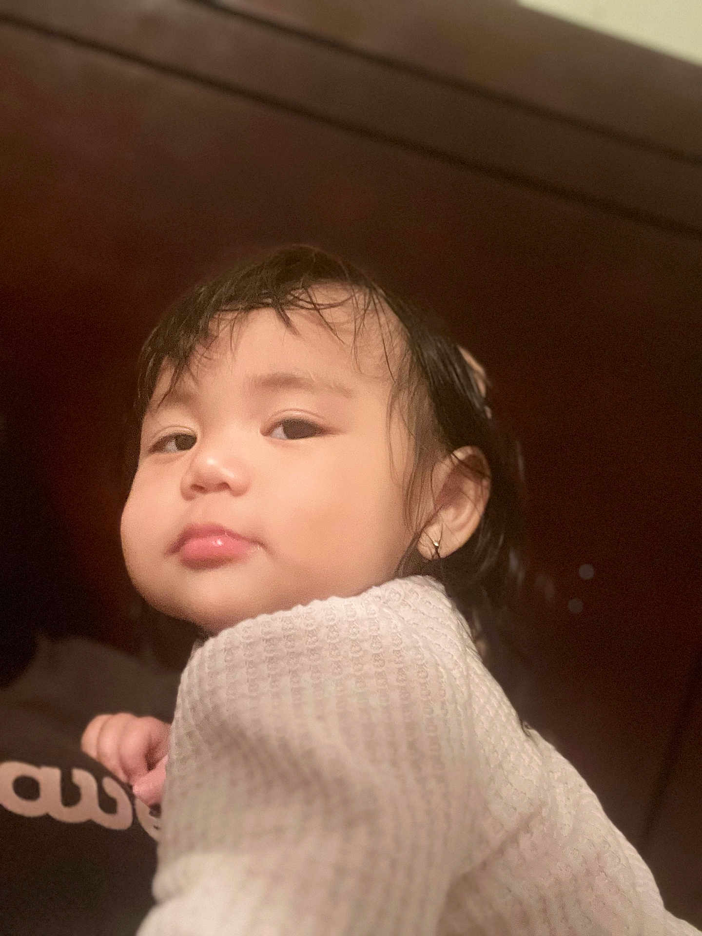 Shaina Shekainah joined the competition — help win amazing prizes! toddler, child, face, portrait, expression, hair, earring, white_sweater, cozy, indoor, warm_lighting, person, cute, looking_back, soft_focus, young_child, skin, head, eyebrows, cheeks