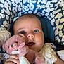 Valentine a rejoint le concours — aidez-le/la à gagner de superbes lots ! baby, infant, teddy_bear, plush_toy, child, cushion, seat, white_clothing, patterned_fabric, cute, happy, smiling, portrait, closeup, hand, soft_toy, indoor, newborn, comfort, expression